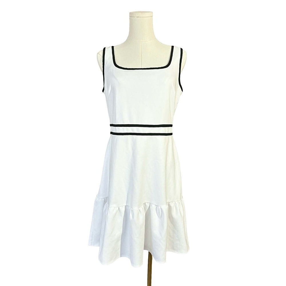 Karl Lagerfeld Paris Contrast Trim A Line Dress - Picture 2 of 7